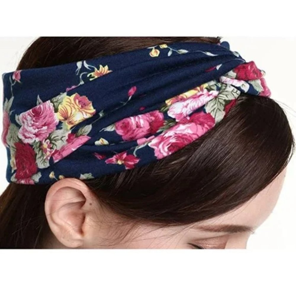 PACK of 3 Boho Floral Style Criss Cross Head Wrap - Picture 4 of 5